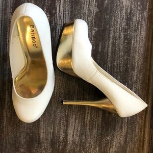 White and Gold Heels